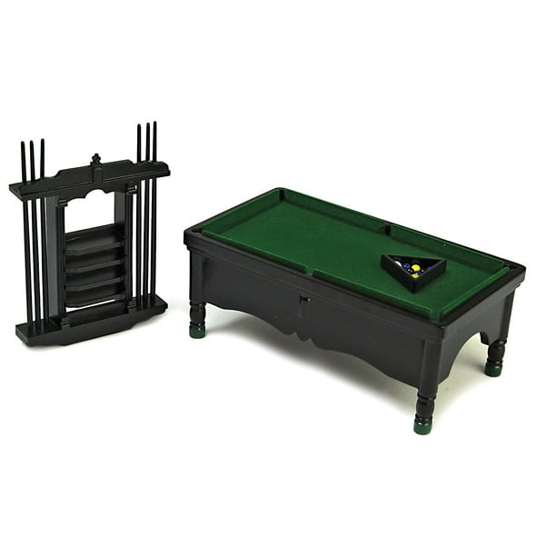 Dollhouse Miniature Black Pool Table Set Dollhouse Miniature Black Pool Table Set